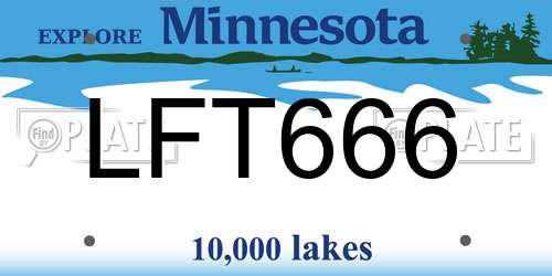 LFT666 Minnesota License Plate