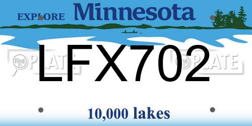 LFX702 Minnesota License Plate