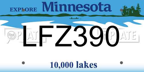 LFZ390 Minnesota License Plate