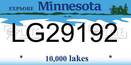 LG29192 Minnesota License Plate