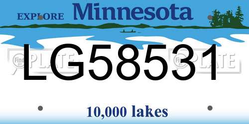 LG58531 Minnesota License Plate