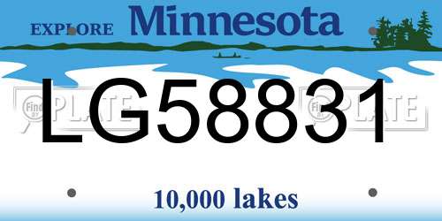 LG58831 Minnesota License Plate