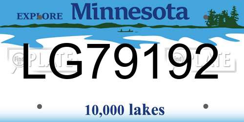 LG79192 Minnesota License Plate