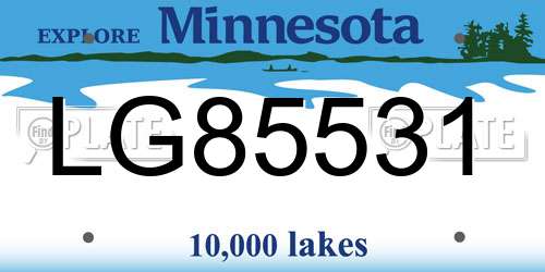 LG85531 Minnesota License Plate