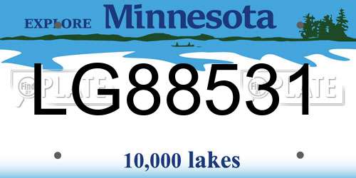 LG88531 Minnesota License Plate