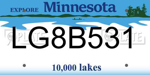 LG8B531 Minnesota License Plate