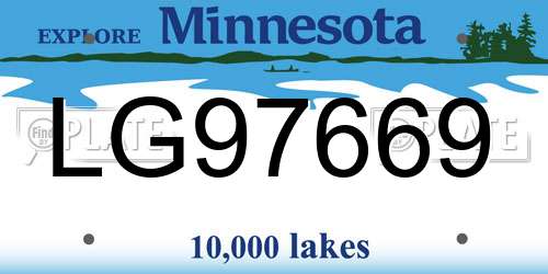 LG97669 Minnesota License Plate