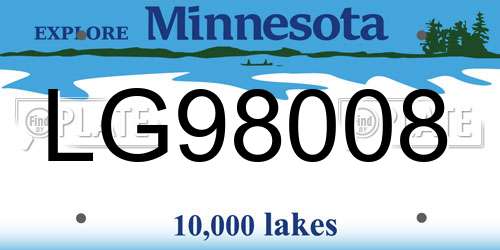 LG98008 Minnesota License Plate