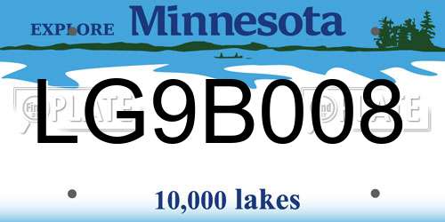LG9B008 Minnesota License Plate