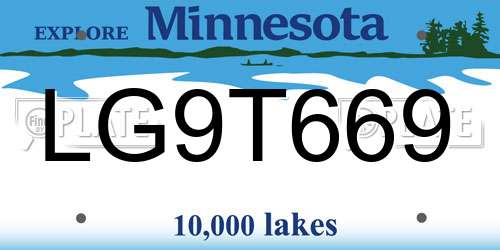 LG9T669 Minnesota License Plate