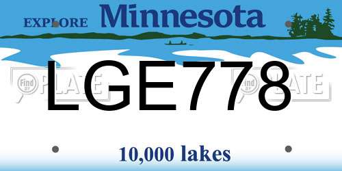 LGE778 Minnesota License Plate