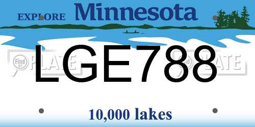 LGE788 Minnesota License Plate