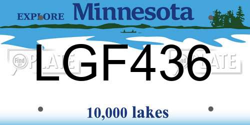 LGF436 Minnesota License Plate