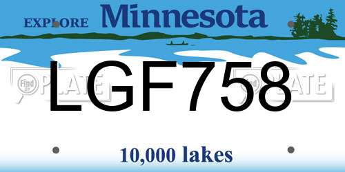 LGF758 Minnesota License Plate
