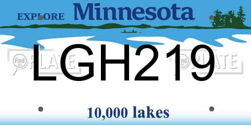 LGH219 Minnesota License Plate