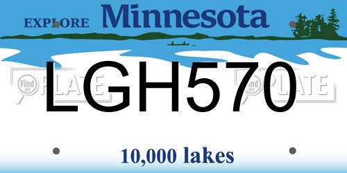 LGH570 Minnesota License Plate