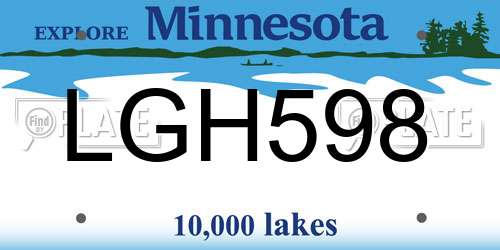 LGH598 Minnesota License Plate
