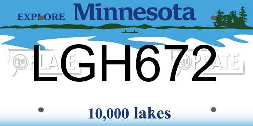 LGH672 Minnesota License Plate
