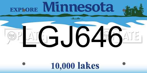 LGJ646 Minnesota License Plate