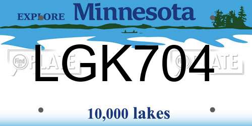 LGK704 Minnesota License Plate