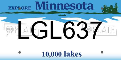 LGL637 Minnesota License Plate
