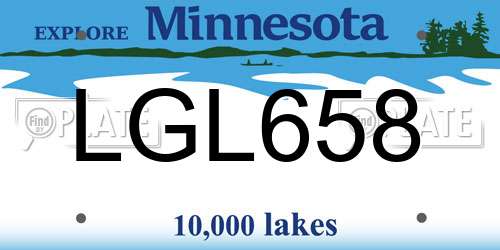 LGL658 Minnesota License Plate