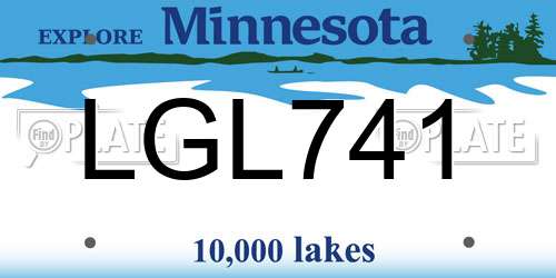 LGL741 Minnesota License Plate