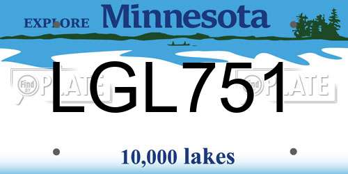 LGL751 Minnesota License Plate
