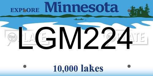 LGM224 Minnesota License Plate