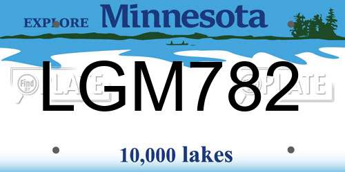 LGM782 Minnesota License Plate