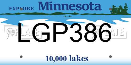 LGP386 Minnesota License Plate