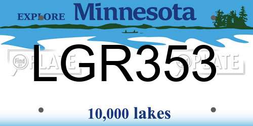 LGR353 Minnesota License Plate
