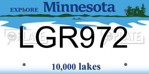 LGR972 Minnesota License Plate