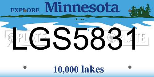 LGS5831 Minnesota License Plate