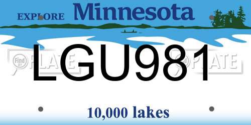 LGU981 Minnesota License Plate