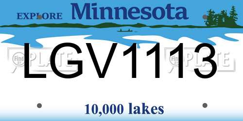 LGV1113 Minnesota License Plate