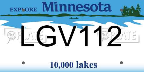 LGV112 Minnesota License Plate