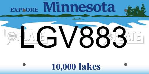 LGV883 Minnesota License Plate