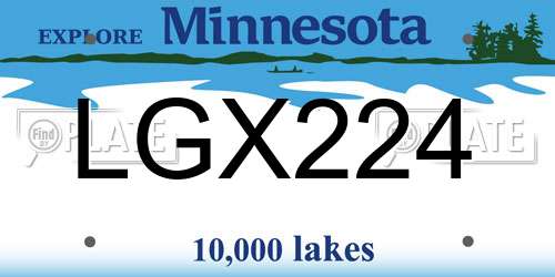 LGX224 Minnesota License Plate
