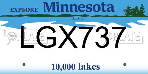 LGX737 Minnesota License Plate