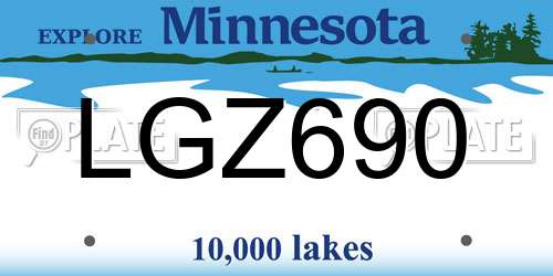 LGZ690 Minnesota License Plate