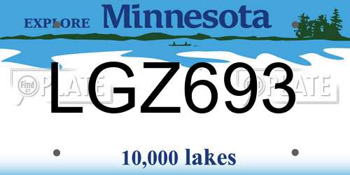 LGZ693 Minnesota License Plate