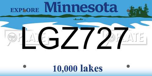 LGZ727 Minnesota License Plate
