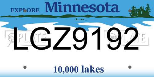 LGZ9192 Minnesota License Plate