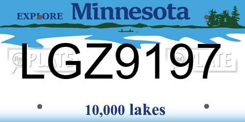 LGZ9197 Minnesota License Plate
