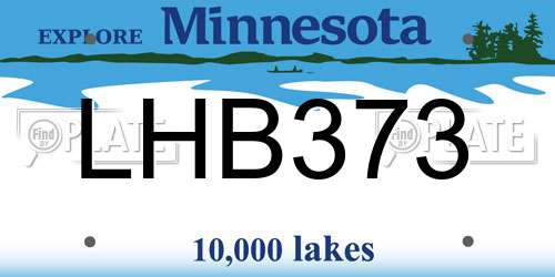 LHB373 Minnesota License Plate