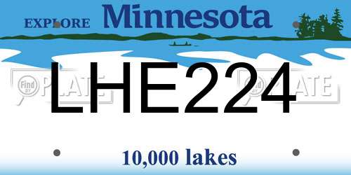 LHE224 Minnesota License Plate