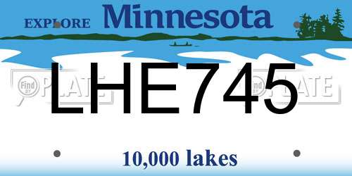LHE745 Minnesota License Plate