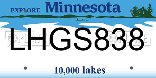 LHGS838 Minnesota License Plate