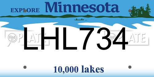 LHL734 Minnesota License Plate